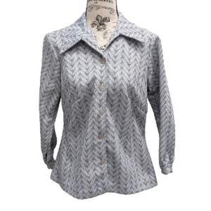 Women's vintage grey chevron button down shirt size M